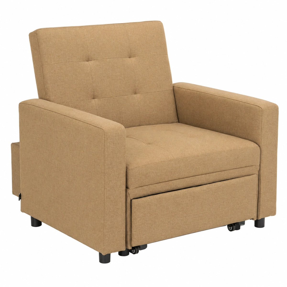 Poltrona Letto Singola Moderna con Braccioli, Salvaspazio, Colore Beige - Modello Brooke