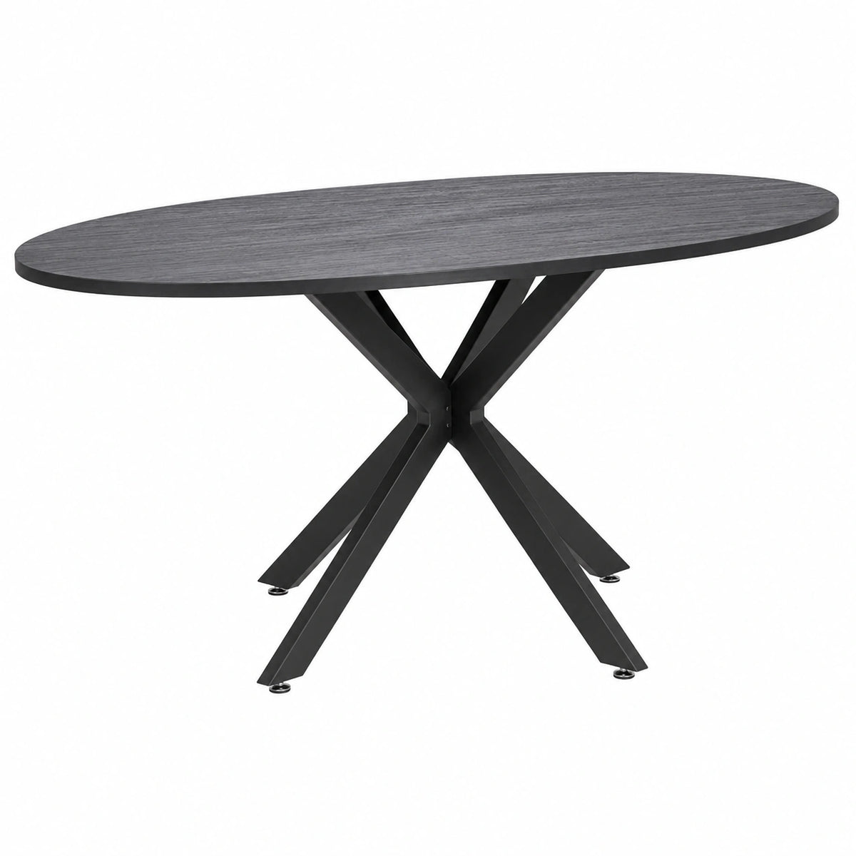 FRANKYSTAR Marui Tavolo Ovale in Legno e Metallo con Base Centrale Kiso 180x100 cm - Finitura Nera