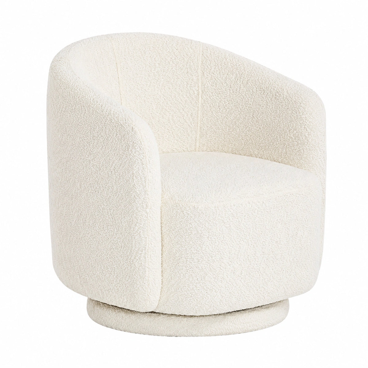 Poltrona Moderna Girevole in Bouclé Beige per Soggiorno