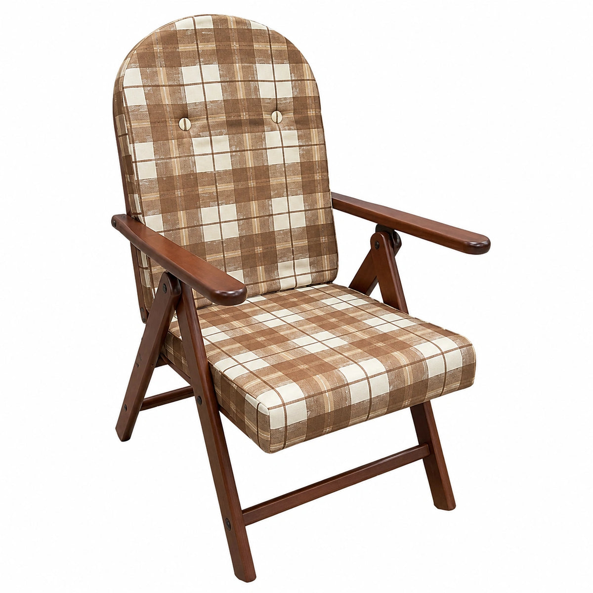 Sedia Reclinabile in Legno Amalfi con Cuscino Imbottito, Marrone, per Soggiorno e Cucina, Made in Italy