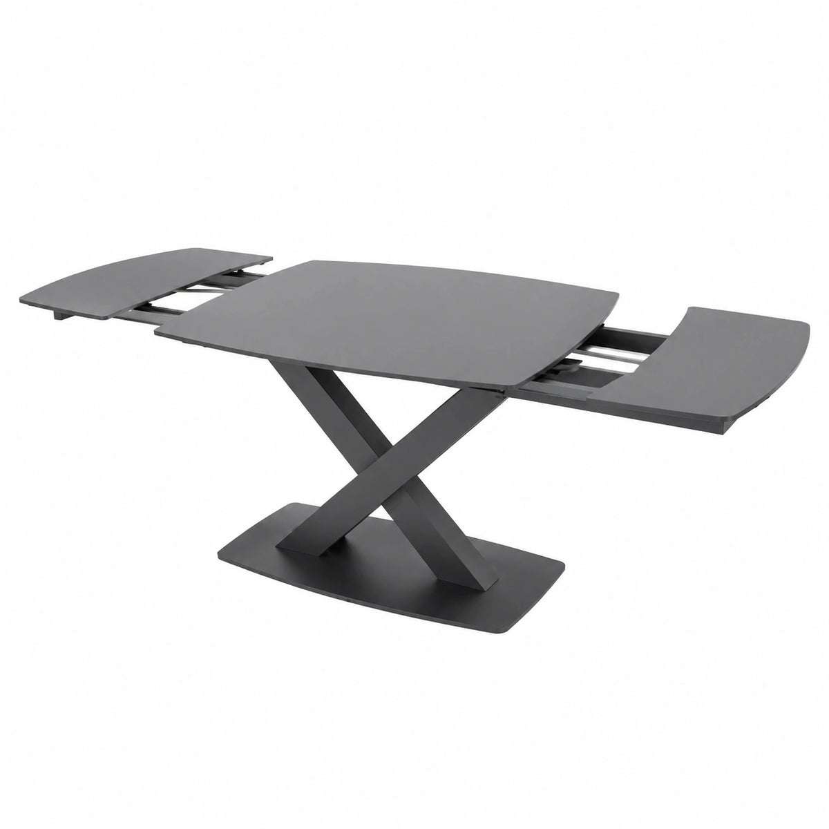 Tavolo Allungabile 120-180 cm in Gres Effetto Marmo con Struttura in Ferro Grigio Opaco