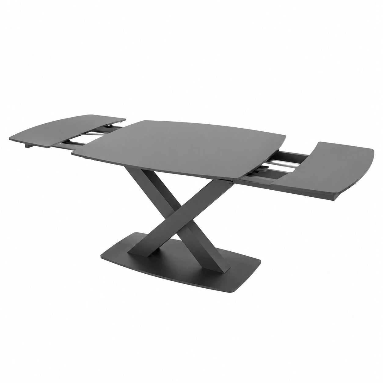 Tavolo Allungabile 120-180 cm in Gres Effetto Marmo con Struttura in Ferro Grigio Opaco