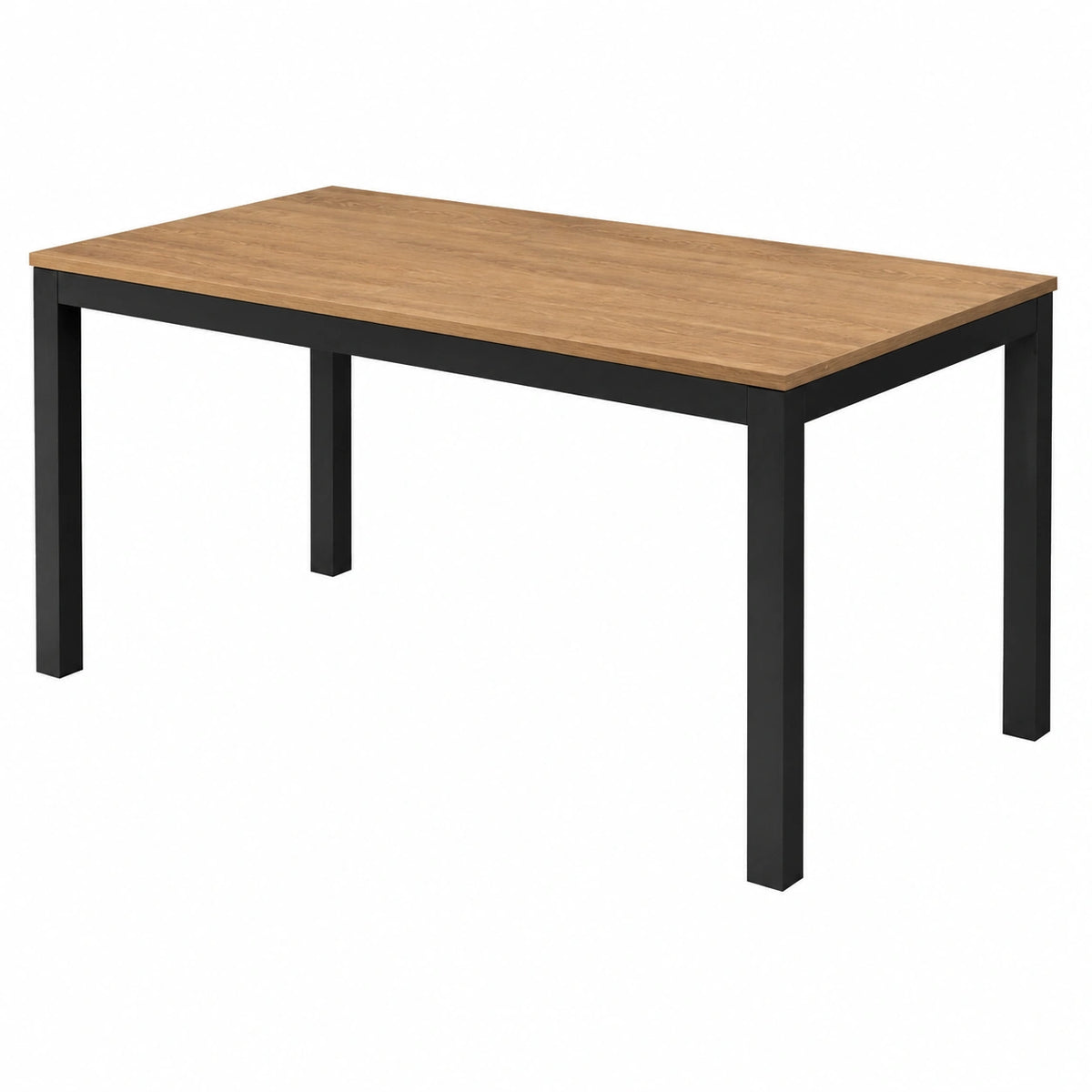 Tavolo da Pranzo Allungabile Moderno con Struttura Nera e Piano in Rovere