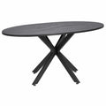 FRANKYSTAR Marui Tavolo Ovale in Legno e Metallo con Base Centrale Kiso 180x100 cm - Finitura Nera