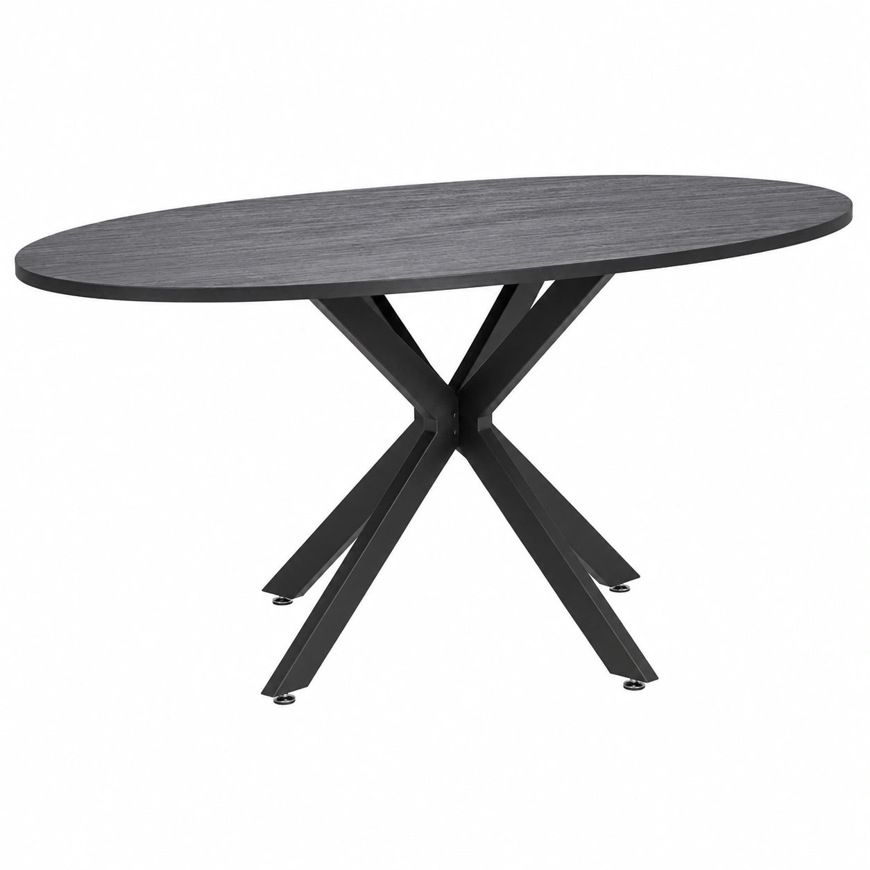 FRANKYSTAR Marui Tavolo Ovale in Legno e Metallo con Base Centrale Kiso 180x100 cm - Finitura Nera