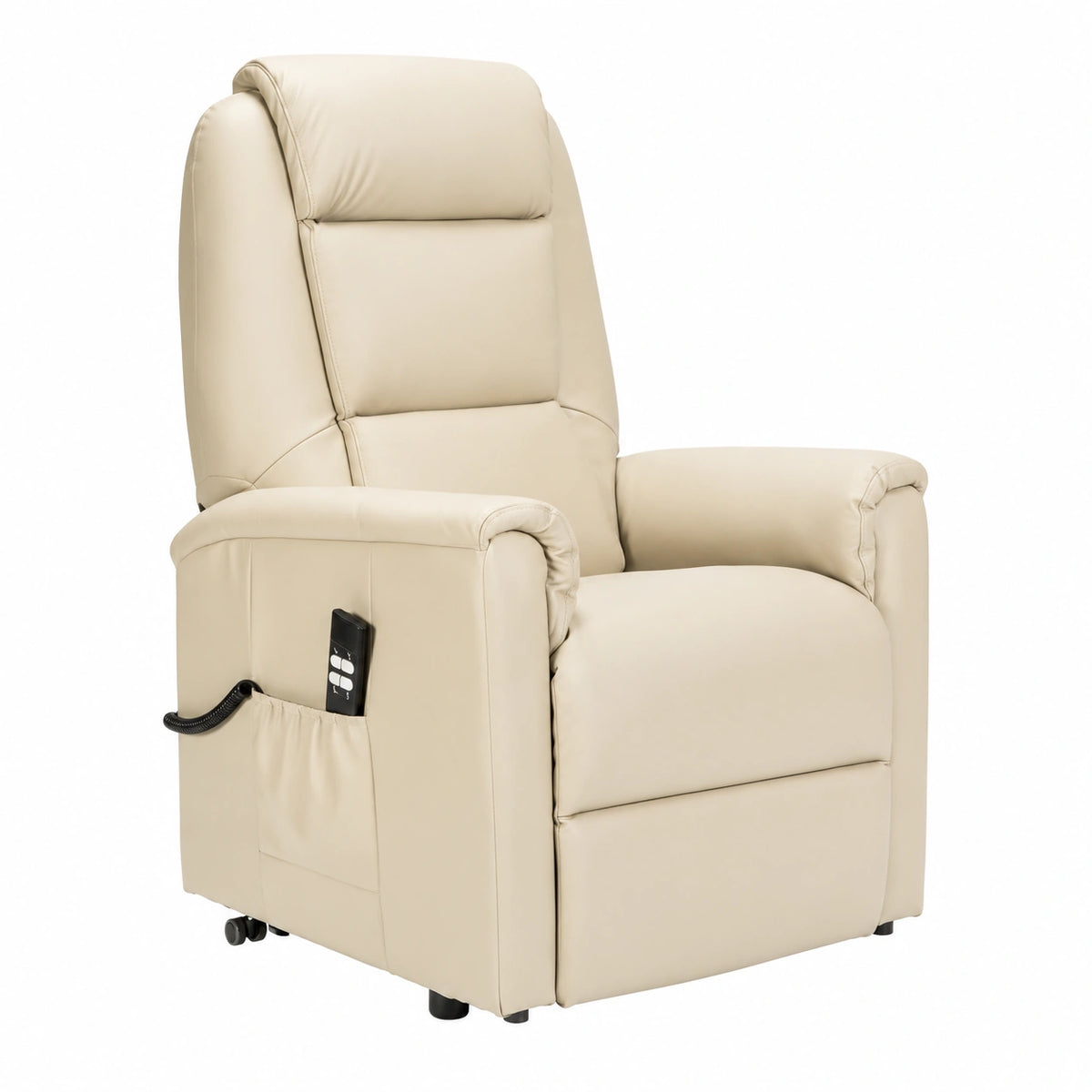 Poltrona Relax Elettrica per Anziani con Alzapersona, Reclinazione Indipendente e Pelle Beige