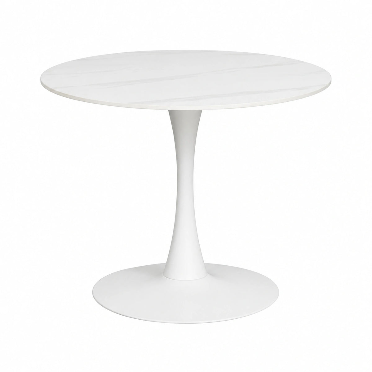 Tavolo Rotondo Minimalista in Pietra Sinterizzata Ø90 cm con Base in Metallico