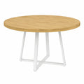 Tavolo da Pranzo Allungabile SELMA Rotondo per 4-8 Persone, Legno e Bianco, 110-150 cm