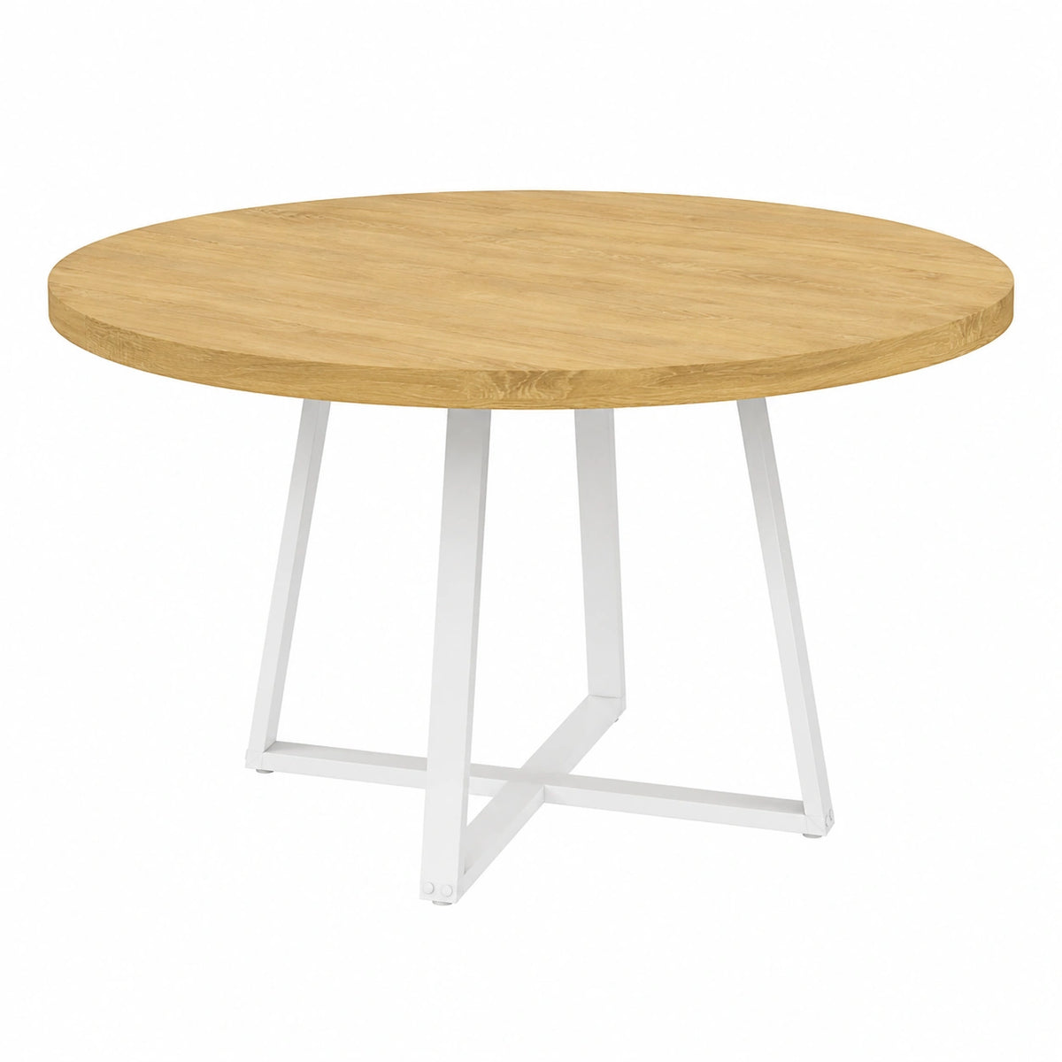 Tavolo da Pranzo Allungabile SELMA Rotondo per 4-8 Persone, Legno e Bianco, 110-150 cm