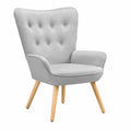 Poltrona Lounge con Pouf in Velluto, Design Moderno Grigio con Braccioli Alti