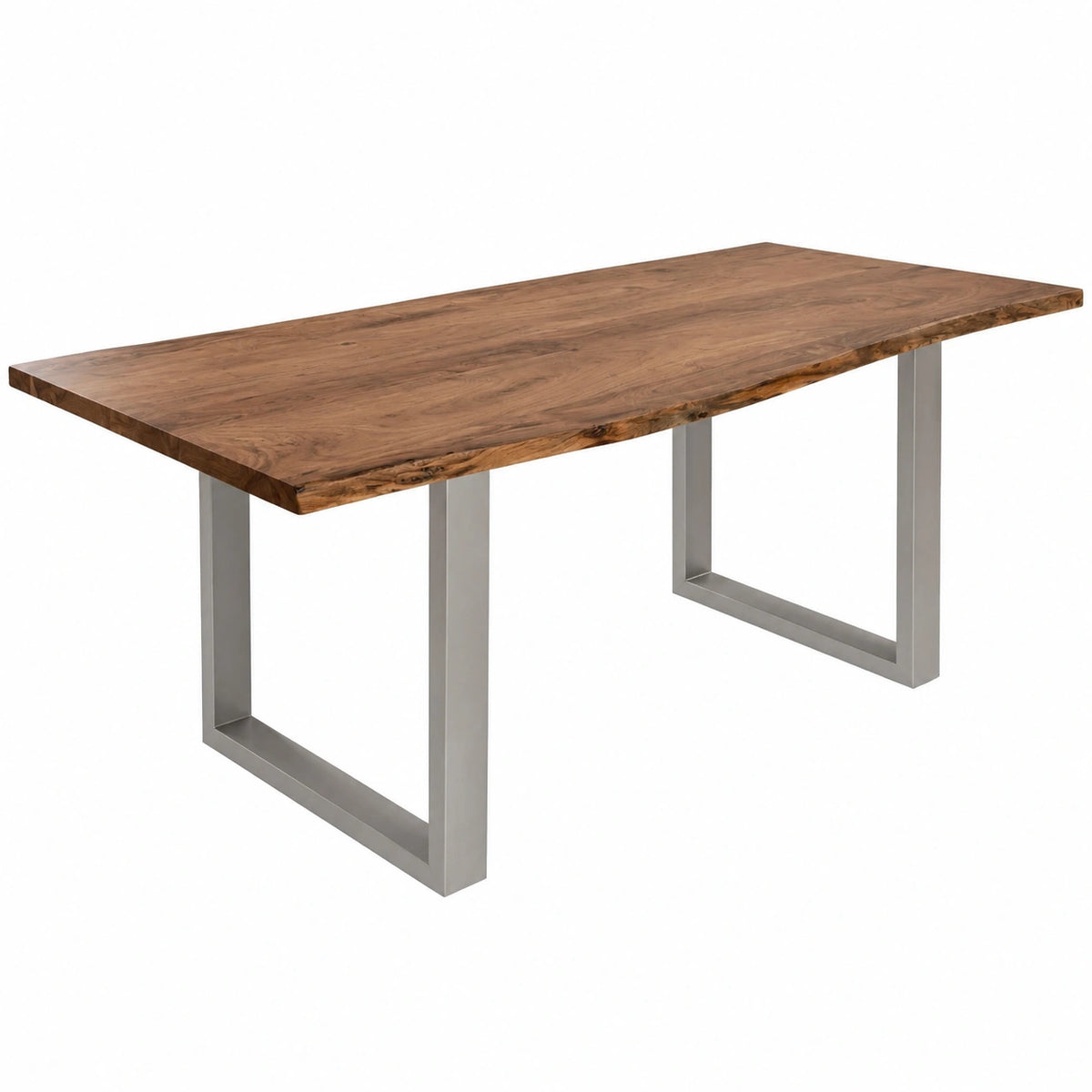 Tavolo da Pranzo in Legno di Acacia con Gambe in Ferro, Finitura Naturale, 120x90x76 cm