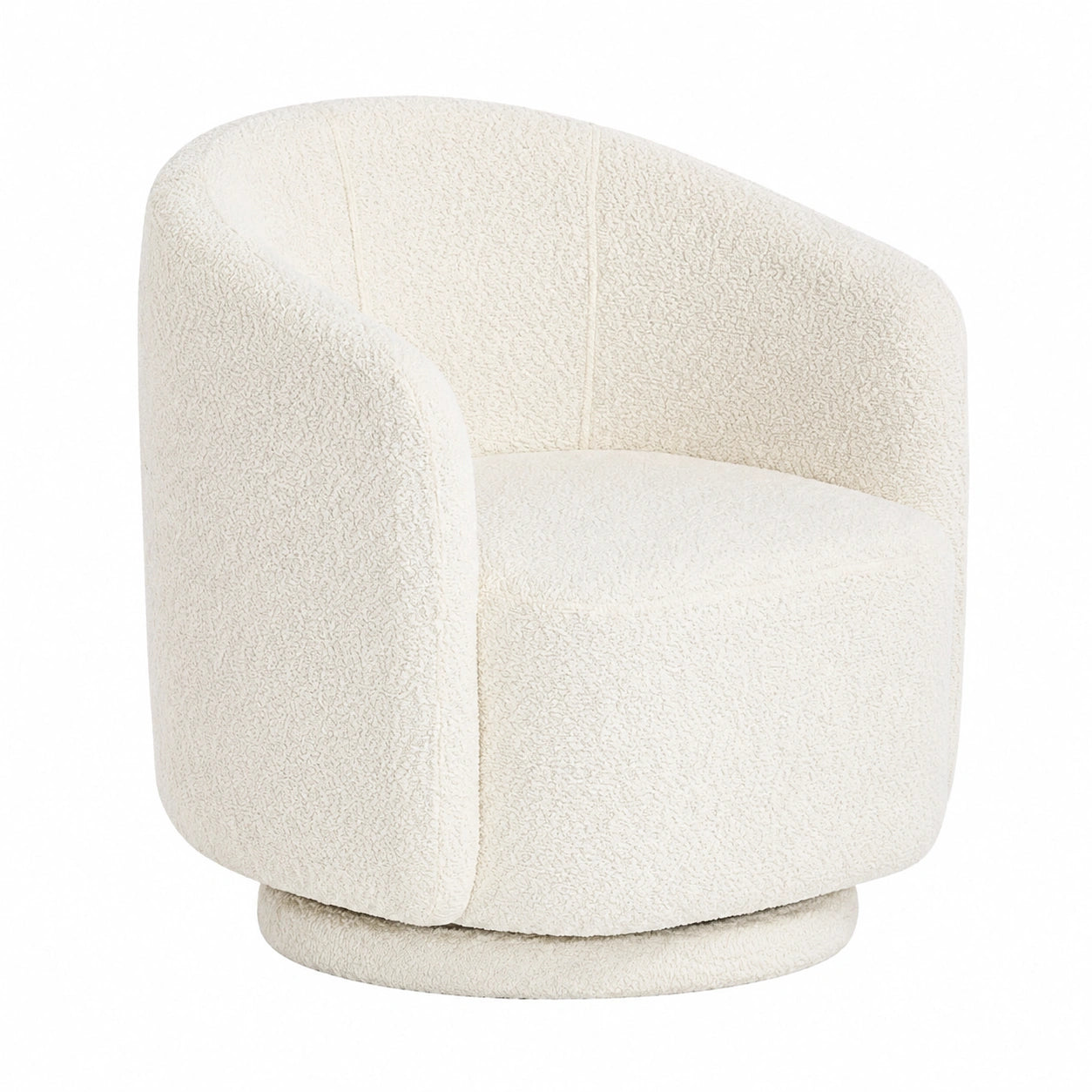Poltrona Moderna Girevole in Bouclé Beige per Soggiorno