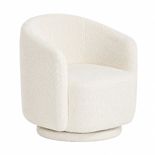 Poltrona Moderna Girevole in Bouclé Beige per Soggiorno