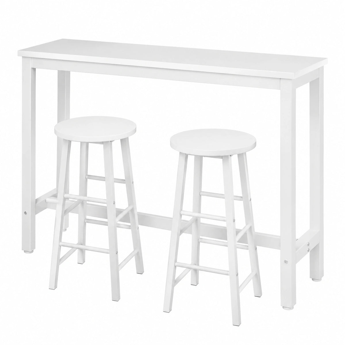 Set da Bar WOLTU con Tavolo e 2 Sgabelli Rotondi, Design Industriale per Cucina e Sala da Pranzo, Struttura in Metallo, Bianco