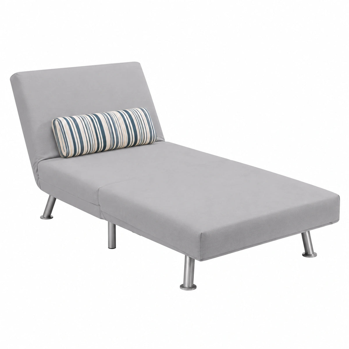 Divano Letto Singolo Reclinabile in Tessuto Imbottito - Struttura in Metallo, 5 Posizioni, 75x73x73cm, Grigio